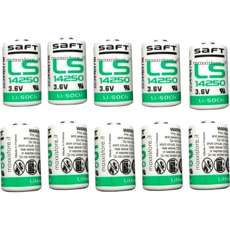 Saft 10 batterie litio 1/2 AA mezza stilo 3.6V 1200mAh ER14250 - LS14250