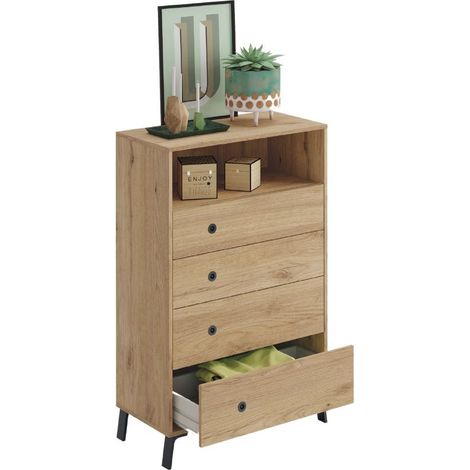 Comoda 4 cajones 1 Hueco Clim habitacion Matrimonio Dormitorio Industrial Roble Gold 120x75x40 cm (1/5)
