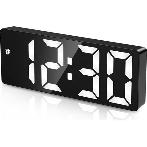 Sveglia digitale a LED, orologio da tavolo moderno, sveglia con controllo del suono, 4 livelli di luminosità/4 impostazioni di allarme, alimentazione a batteria/USB - Nero (1/5)