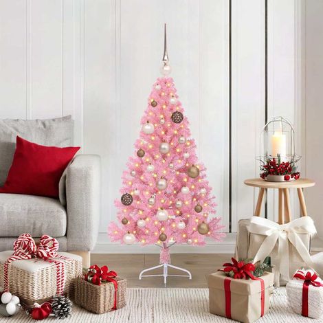 vidaXL Árbol de Navidad Artificial Preiluminado Rosa 120 cm PVC (1/5)