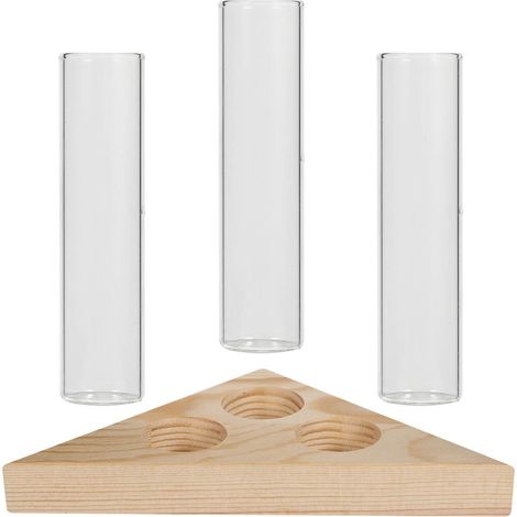 Vase Verre pour Plantes Hydroponiques avec Support Bois Bouteille De Fleurs Créative Et Décorative (1/5)
