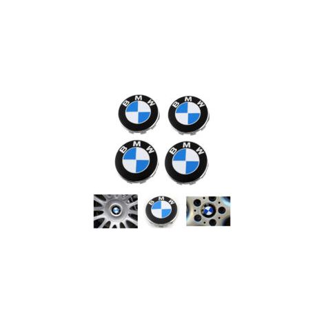 Satz mit 4 blauen Radnabenkappen, kompatibel mit BMW ABS-Fahrzeugen – 56 mm