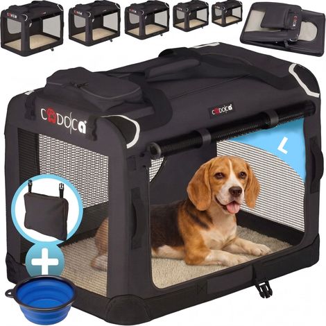 CADOCA® Hundetransportbox faltbar Katzentransportbox Transportbox Autobox Hundebox Box versch. Größen Farbwahl  L - Anthrazit