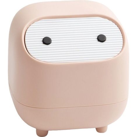 Papelera Ninja Mini de doble capa con sistema de apertura a presión para oficina y hogar, con tapa. (1/5)