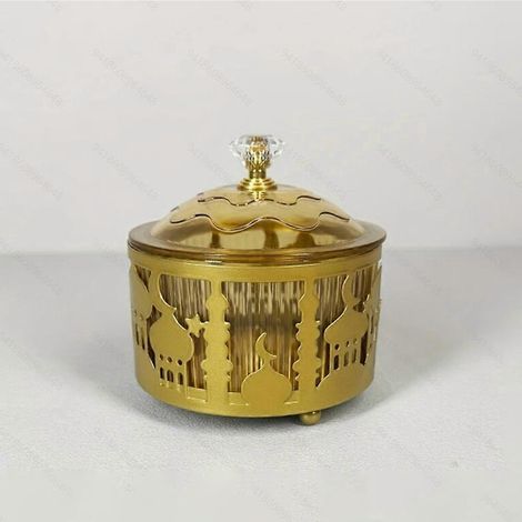 Plateau de service en métal, coffret cadeau Eid Mubarak, assiette Ramadan, fruits secs (1/4)