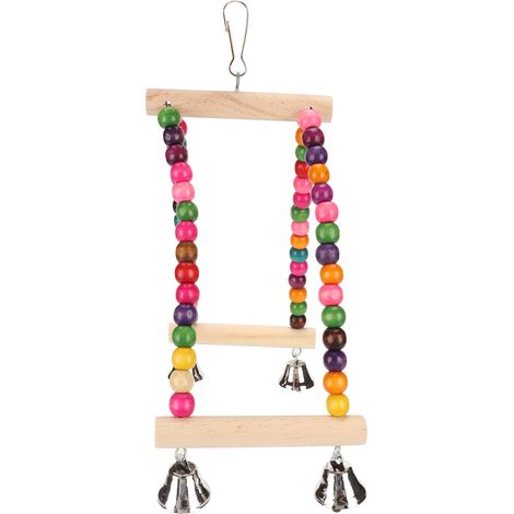 Jeffergarden Perles en bois oiseau balanoire jouet coloré demi-cercle oiseau balanoire perche Cage jouets pour perroquets (1/5)