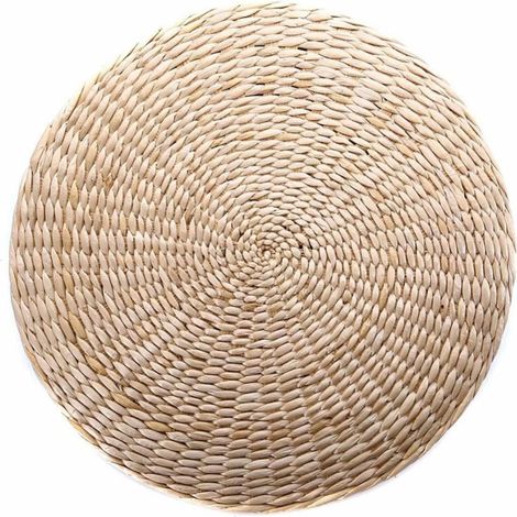 1 Coussin rond en paille, tissu naturel beige, noyau élastique, pour yoga, jardin, salon, décoration (1/5)