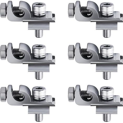 Pince de mise à la terre, 6 pièces, Clips de mise à terre pour panneau solaire, Aluminium lug standard, Support de montage pour panneau solaire, bornes à anneaux photovoltaïques (1/5)