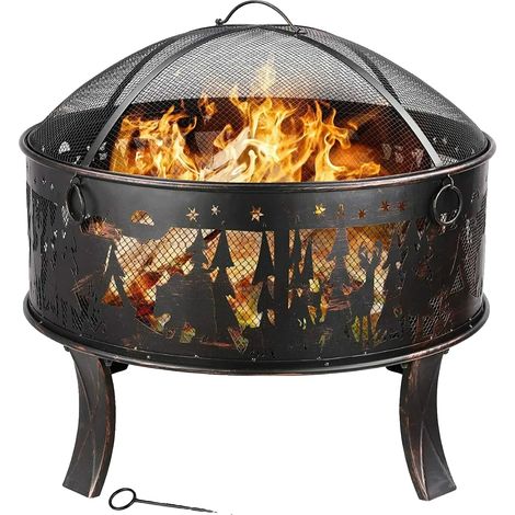 Brasero, parrilla de carbón, calentador de exterior, negro (1/2)