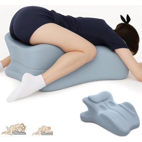 Oreiller triangulaire incliné 27° en mousse à mémoire de forme – Soutien optimal pour posture et confort – Coussin d'intimité bleu