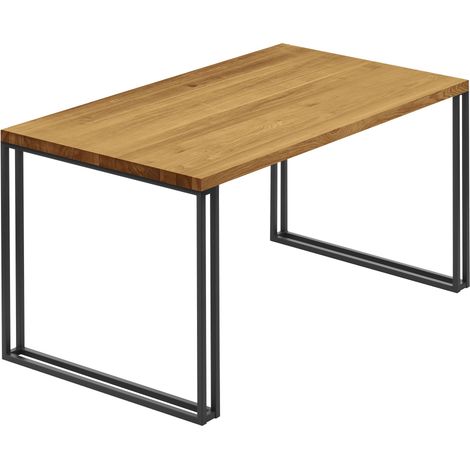 LAMO Manufaktur Esstisch Küchentisch, 120x80x76 cm (AxBxH), Frame, Rustikal / Schwarz, LEG-01-A-003-9005Fr