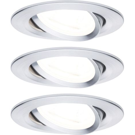 Paulmann LED Einbauleuchte Nova 3er Set alu 8,4 cm schwenkbar GU10 warmweiß Einbauleuchte (1/3)