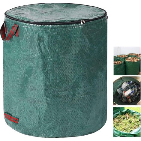 Grandi sacchi per rifiuti da giardino con coperchio e cerniera, sacco da giardino, pattumiera, sacco in PE per fermentazione organica fatta in casa, 272 L impermeabile (1/5)