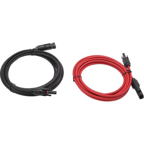 Câble d'extension pour panneau solaire photovoltaïque noir et rouge avec connecteurs mâle et femelle, 3 m (1/5)