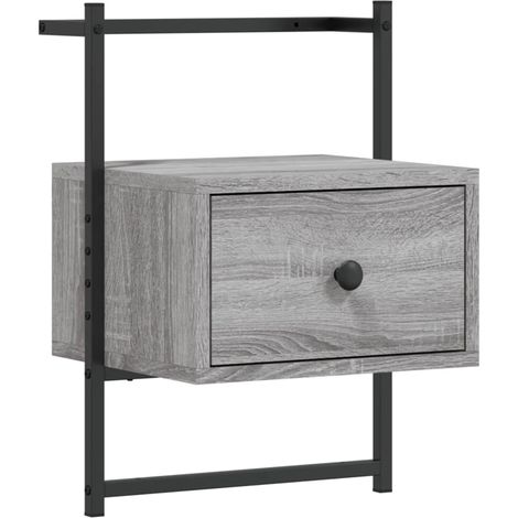 Mesita de noche con cajón 35 x 30 x 51 cm madera contrachapada gris y metal DEC034326