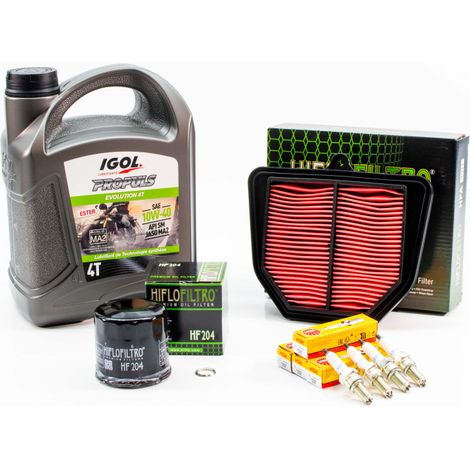 Kit Révision Filtres Bougies pour YAMAHA FAZER FZ1 S de 2006 à 2012 - IGOL PROPULS EVOLUTION 10W40 4L