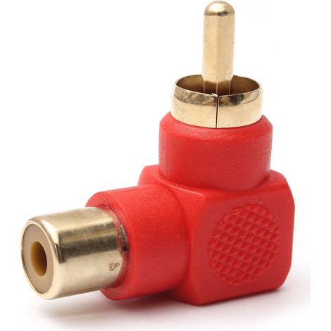 Adaptador audio estereo RCA angular 90  Rojo (1/4)