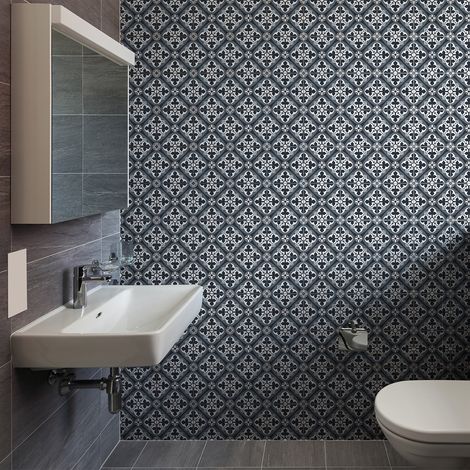 Sticker Mural Carrelage adhésif Cuisine Salle de Bain - 60 STICKERS CARREAUX DE CIMENT AZULEJOS ULBALDO - 60stickers20x20cm (1/5)