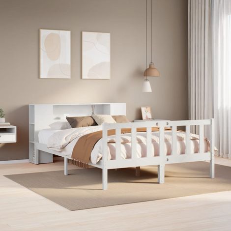 Bookcase Bed without Mattress White 120x190 cm Small Double Solid Wood Pine vidaXL (1/5)