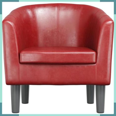 356489 Fauteuil rouge bordeaux similicuir (1/5)