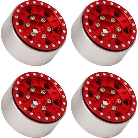 moyeux de roue RC en alliage d'aluminium résistant à l'usure et stables, petites roues à verrouillage de talon pour voiture RC AXIAL SCX24 1/24, rouge (1/5)
