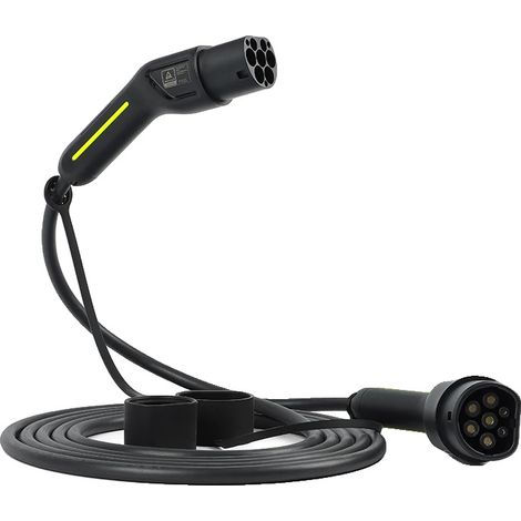 Cable de carga, compatible con tipos 1 y 2, diseño duradero e impermeable, 5 metros, tipo 2, 16 A, trifásico. (1/2)