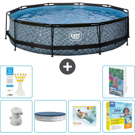 Exit Pool Rund - Steinoptik - 360x76 cm - 7-teilig S309