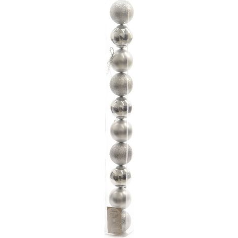 Bruchfeste Weihnachtskugeln Silberfarben Ø 6 cm aus Kunststoff - 10er Set (1/2)