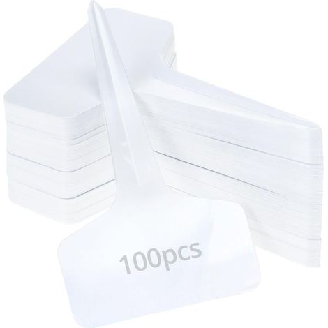 Lot de 100 étiquettes pour plantes, 6 x 10 cm, étiquette de jardinage en plastique, pour légumes, semis, fleurs, type T (1/5)