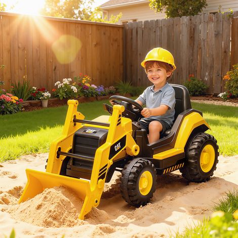 Elektrischer Bulldozer für Kinder von 3 bis 6 Jahren, offizielle Marke Caterpillar, 12 V mit Fernbedienung, gelb (1/5)