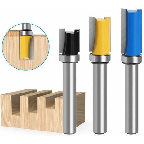Set di 3 punte per fresa in metallo duro da 8 mm, con cuscinetto superiore, punte per copiatura resistenti -Crezuo