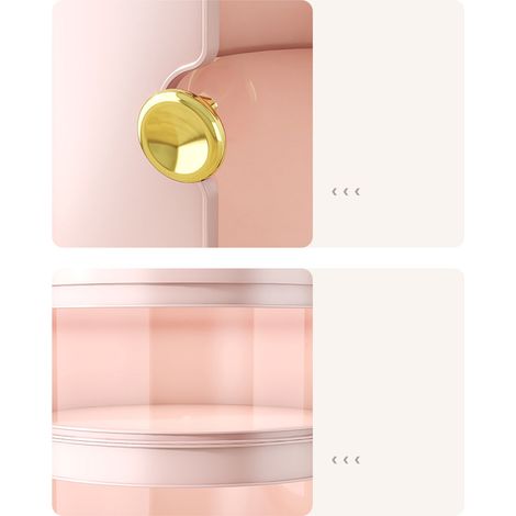 Luxuriöser Schminktisch-Aufbewahrungsschrank: mehrstufige, runde Aufbewahrungsboxen aus transparentem Kunststoff für Kosmetika (rosa) (1/5)