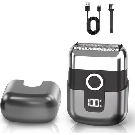 Rasoir électrique à grille pour homme, rasoir sans fil étanche IPX7 avec 3 lames flottantes, écran LED, rechargeable rapidement par USB-C, pour les voyages et la maison (1/4)