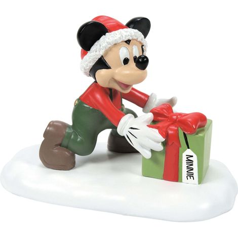 Statuetta Topolino con Regalo 6,5 cm Rosso Verde Disney D56