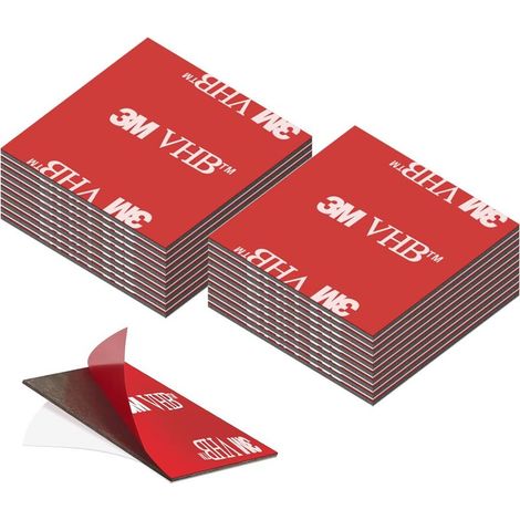 Double Face Extra Fort, Pastilles Adhésives Double Face Extra-fort, Pastille Adhesive Double Face Imperméables pour la Maison, Bureau, Carré - 30mm x 30 mm, 20 Pièces (1/5)