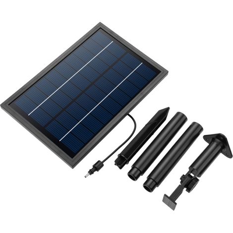 Pompe solaire pour fontaine avec 5 lumières LED, 170 L/h, hauteur de jet 40-60 cm, batterie intégrée, panneau 3 m (7 buses) (1/5)
