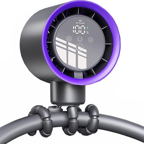 Ventilateur à pince, mini ventilateur portable silencieux avec écran LED pour poussette, berceau et voyage (gris foncé) (1/5)