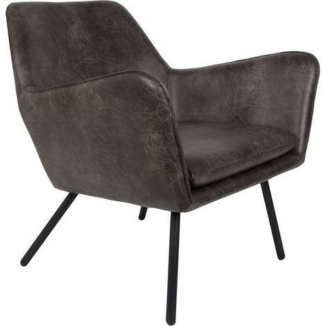 Fauteuil design, Fauteuil vintage Bon similicuir Gris en Plastique, BOITE A DESIGN (1/5)