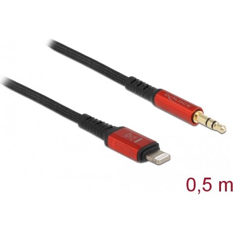 Delock Cable de audio de 8 pines Lightningâ¢ macho a conector estÃ©reo macho 3,5 mm 3 pines 0,5 m