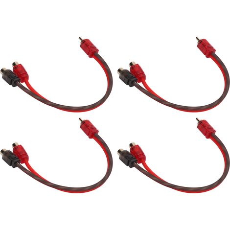 Lot de 4 câbles RCA (1 mâle vers 2 femelles) pour système audio stéréo de voiture, répartiteur en Y pour haut-parleurs de voiture (1/5)