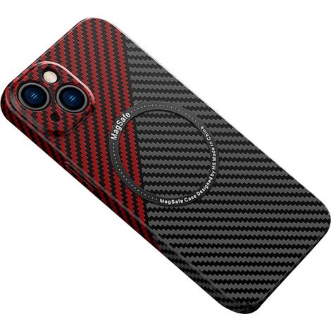 Funda magnética sin marco de fibra de carbono para iPhone, con acabado mate antideslizante, protección contra el polvo, rejilla para el altavoz, absorción de impactos, protección total de la cámara y  (1/2)