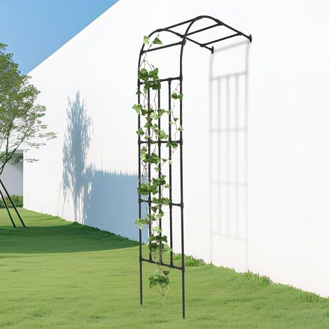Rosenbogen halbrund, Verzinkte Rosen-Halbbogen, Metall Gartenbogen Kletterpflanzen Rankhilfe für Rosen und andere Kletterpflanzen (Schwarz, 120 50 260cm)
