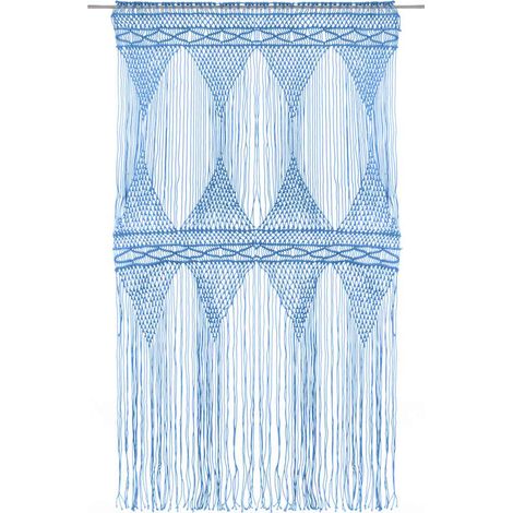 Maison Exclusive - Makramee Vorhang Blau 140x240 cm Baumwolle