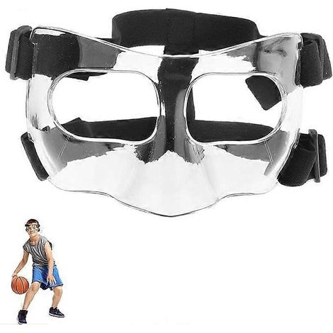 Masque de protection pour le visage et le nez, transparent, ajustable, avec rembourrage, idéal pour le sport, pour hommes et femmes. (1/5)