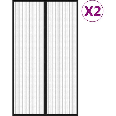 Maison Exclusive - Rideaux de porte anti-insectes 2 pcs avec aimants noir 200x80cm (1/5)