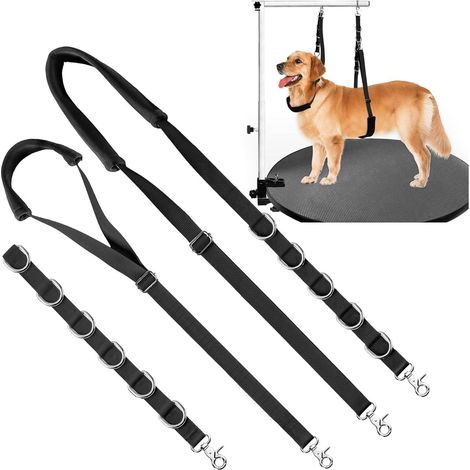 Guinzaglio per toelettatura cani Anello per toelettatura cani, nero, per tavolo, estensione braccio, con clip, anello di estensione, contenimento per il bagno, non seduto (1/5)