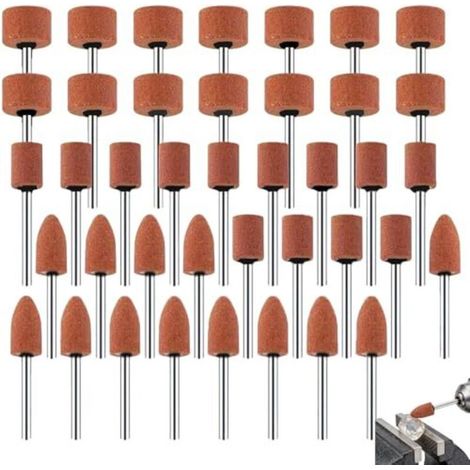 Ensemble de 42 Embouts Meulage en Corindon, Accessoires Dremel pour Tournevis Sans Fil à Tige 3 mm, l'Affûtage des Pierres Précieuses, du Verre, Métaux et Bois - (1/5)