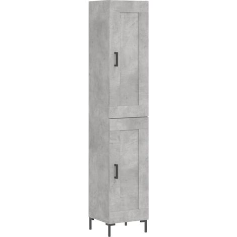 Buffet bahut commode armoire meuble de rangement organisateur cuisine salle de séjour salon haut 34,5 x 34 x 180 cm bois d'ingénierie gris