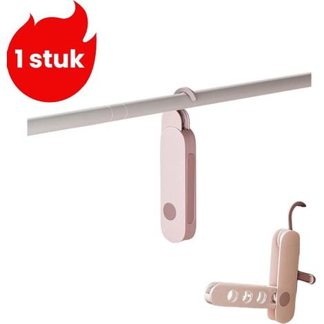 cintre de voyage pliable - Cintre portable à 7 trous - Cintre multifonctionnel pour les voyages d'affaires et les hôtels - Rose (1/5)