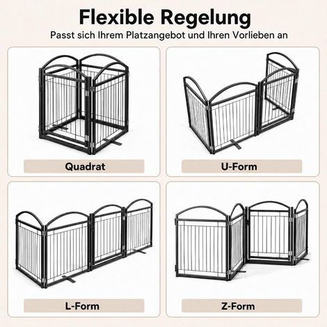 Foldable Dog Barrier Gate with 4 Panels & Door, Black (1/4)